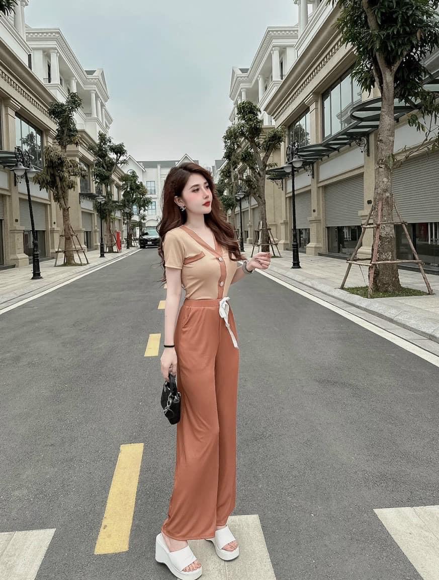 SET BỘ ỐNG RỘNG CỔ TIM CHẤT THUN GÂN SIÊU HOT