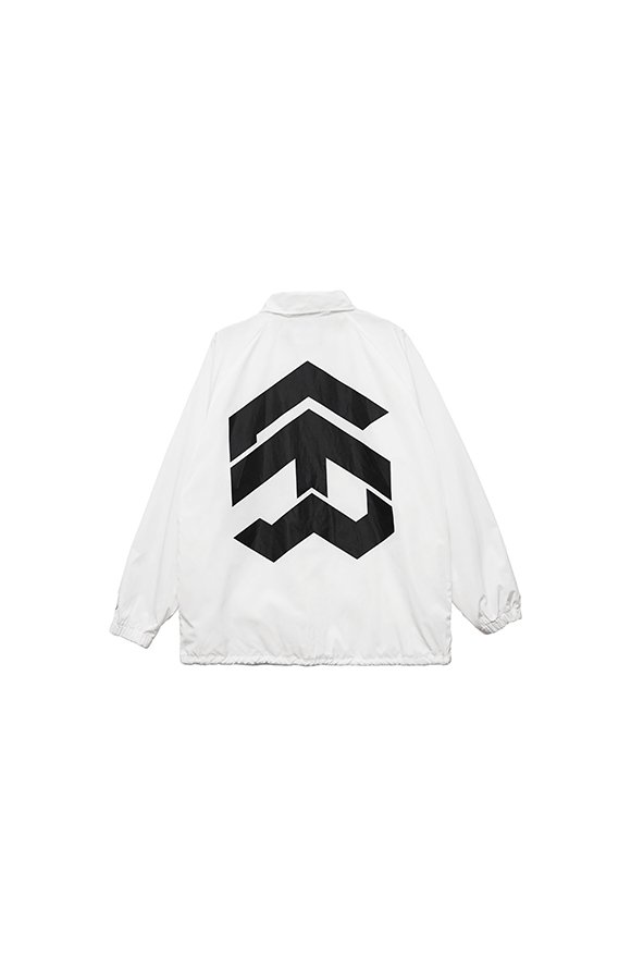 5THEWAY® /solid/ BIG LOGO COACH JACKET in WHITE aka Áo khoác dù trắng