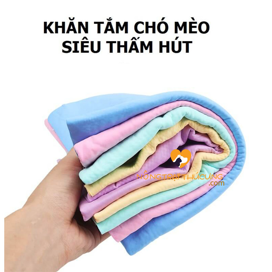 Khăn Tắm Cho Thú Cưng Siêu Thấm Hút  (Không kèm hộp) – Size lớn 66x43cm - [Nông Trại Thú Cưng]