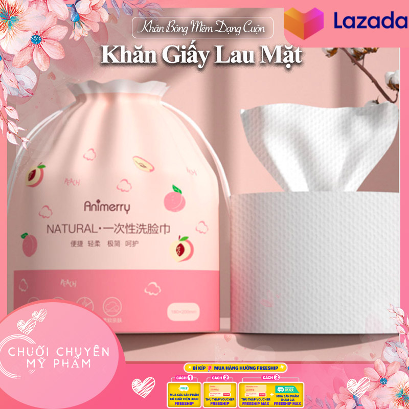 [HOT] Khăn Lau Mặt Dùng 1 Lần Cotton Cao Cấp ANIMERRY | Khăn tẩy trang Animerry | Khăn Mặt Khô Animerry Hình Trái Đào 1 Lần Lau Khô Lau Ướt - Giấy Lau Mặt Dùng 1 lần