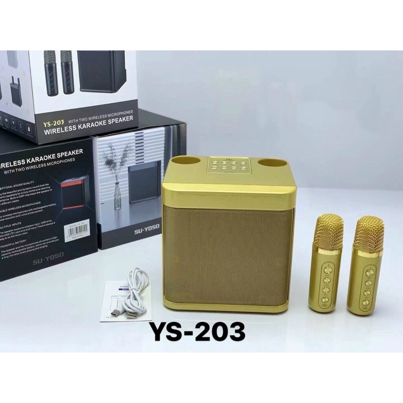 Loa bluetooth karaoke YS-203 tặng kèm 2 micro