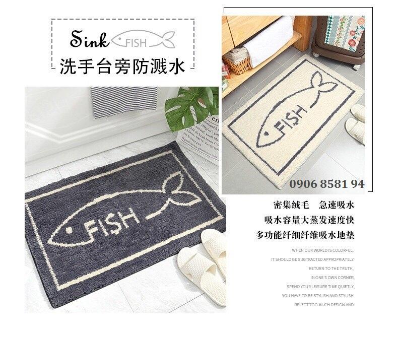 [HCM]THẢM CHÙI CHÂN HÌNH CÁ - THẢM LEN MỀM MỊN -SIZE 40*60 CM