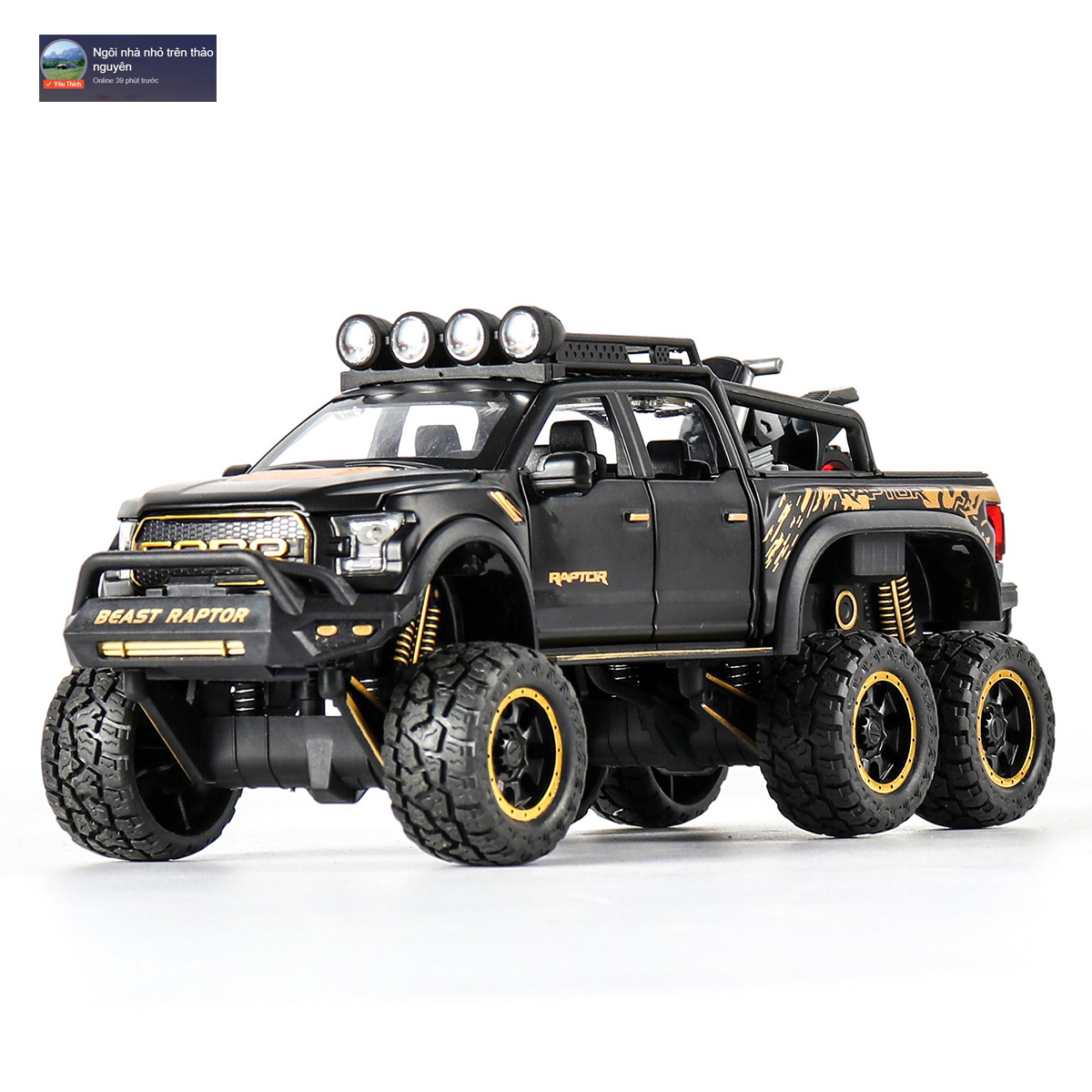 Mô Hình Xe Kim Loại Tỷ Lệ 1:28 Ford Raptor F150 có đèn nhạc chạy bánh đà