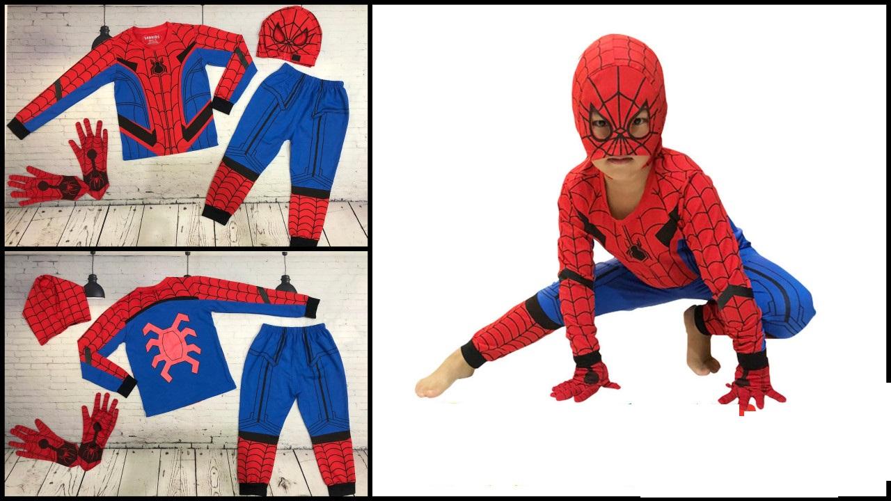 Boy's Superman long spider clothes (with hat, gloves)
