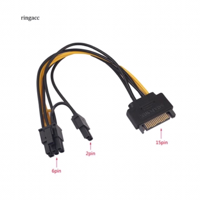 Cáp chuyển nguồn sata sang 8pin VGA (6+2) PCI E