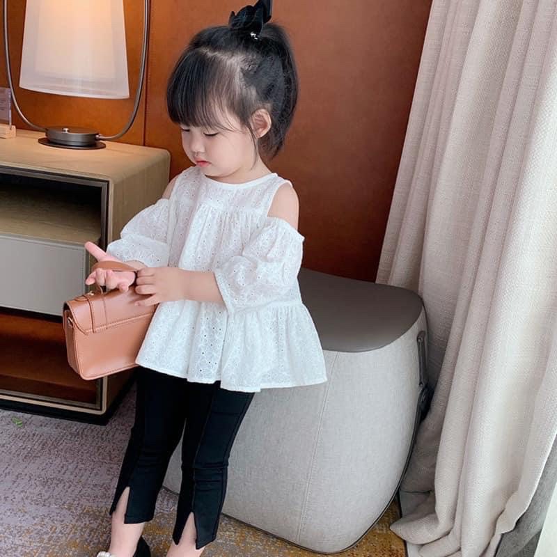 Áo trễ vai babydoll cho bé gái ( hàng sẵn,chất vải thô mát)