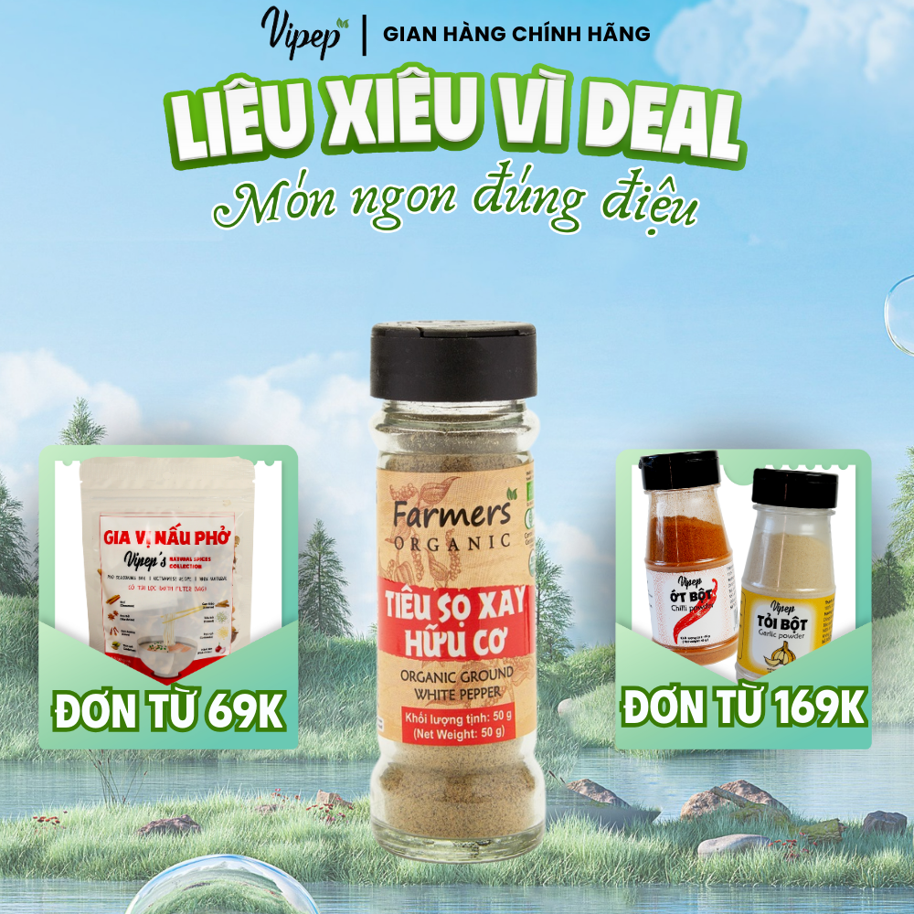 Tiêu sọ xay farmers' organic vipep hũ thủy tinh 50g