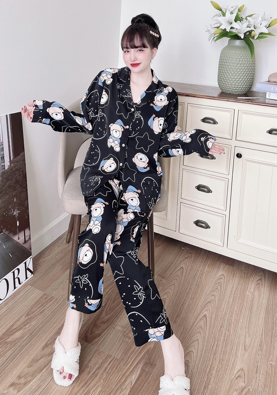 Đồ bộ nữ bigsize quần dài tay dài mặc nhà chất lụa mango mặc  mùa hè mềm mát