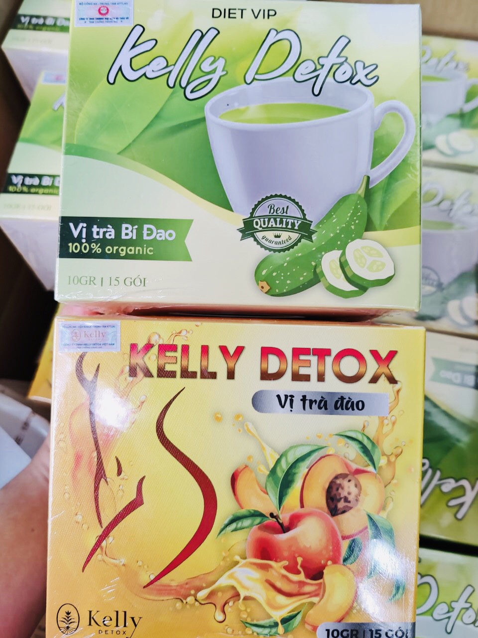 COMBO 2 HỘP TRÀ (ĐÀO,NGŨ CỐC,XOÀI,VANG NHO,MATCHA)  DIETVIP KELLY DETOX