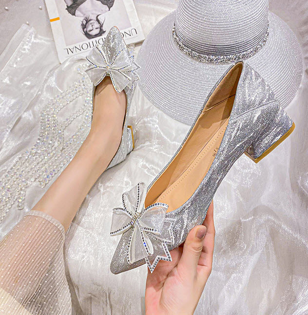 Giày Gót Vuông Đính Nơ Big Size _ HÀNG CÓ SẴN (size 40➡️43)