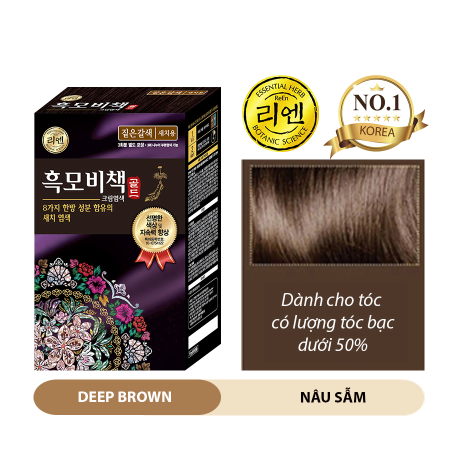 Kem nhuộm tóc phủ bạc thảo dược cao cấp ReEn mềm mượt 90g