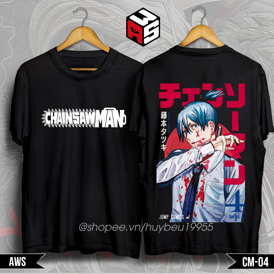 Áo thun Chainsaw man, áo phông in hình anime chainsaw man, denji, power, aki, makima cotton giá rẻ