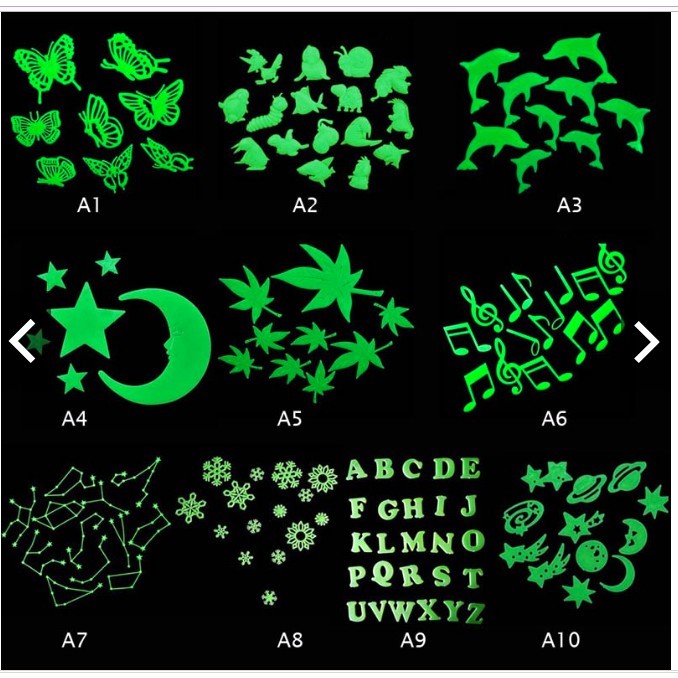 HÌNH DÁN DẠ QUANG-Sticker dán tường nhiều mẫu 3D dạ quang đẹp mắt