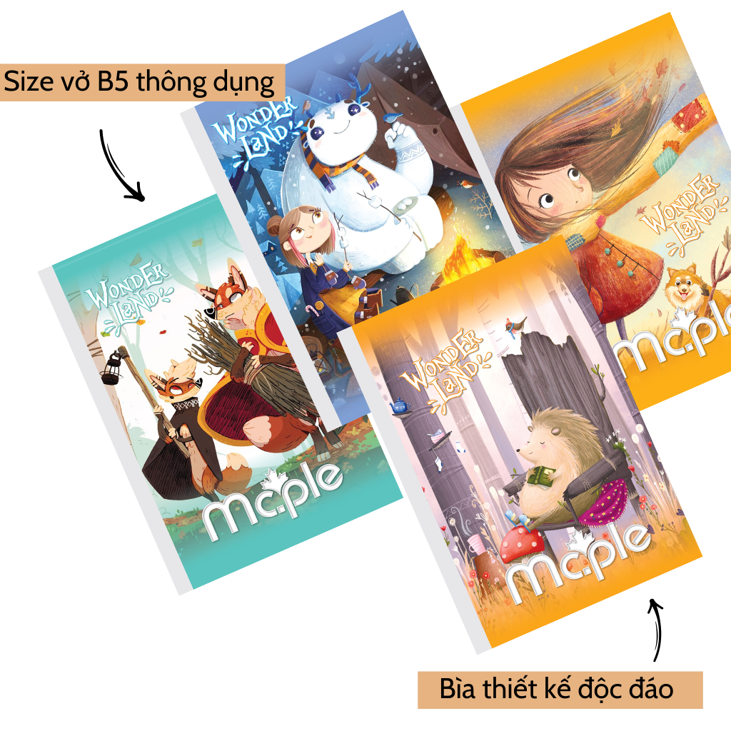 [MC.PLE] Vở Kẻ ngang B5 Mc.ple 120 trang WONDERLAND, định lượng 70gsm, độ trắng 92% ISO - Sổ tập vở chất lượng, bám mực tốt - MS2078