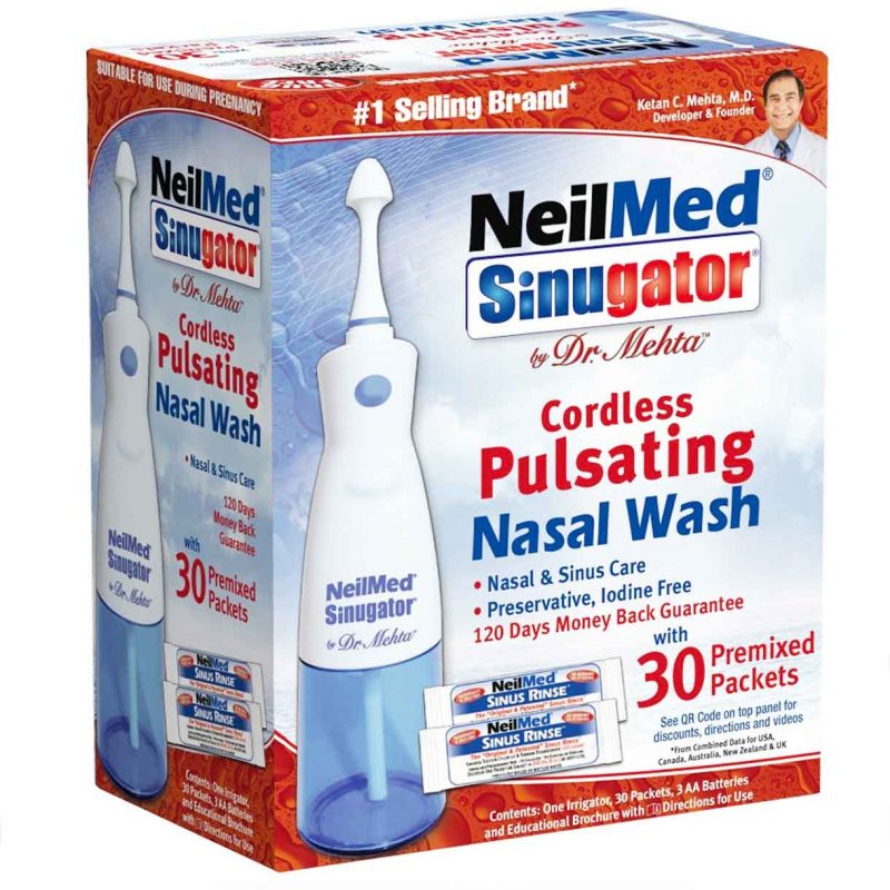 Máy xịt rửa mũi NeilMed Sinugator kèm 30 gói muối