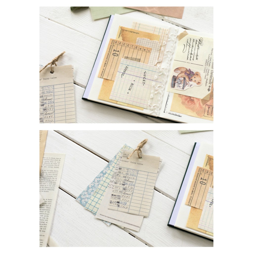 Set 60 giấy nền hoa vintage trang trí sổ
