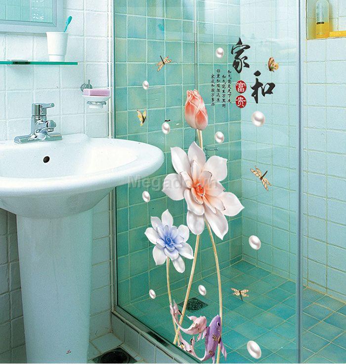 decal dán tường sen 3D nổi