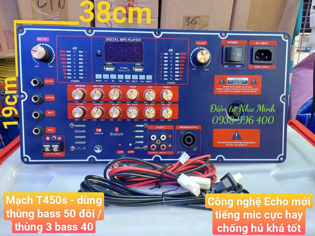 Mạch loa kéo t450s + mic không dây cao cấp - côgn suất mạnh , echo hay - mic cao cấp ít hú rít