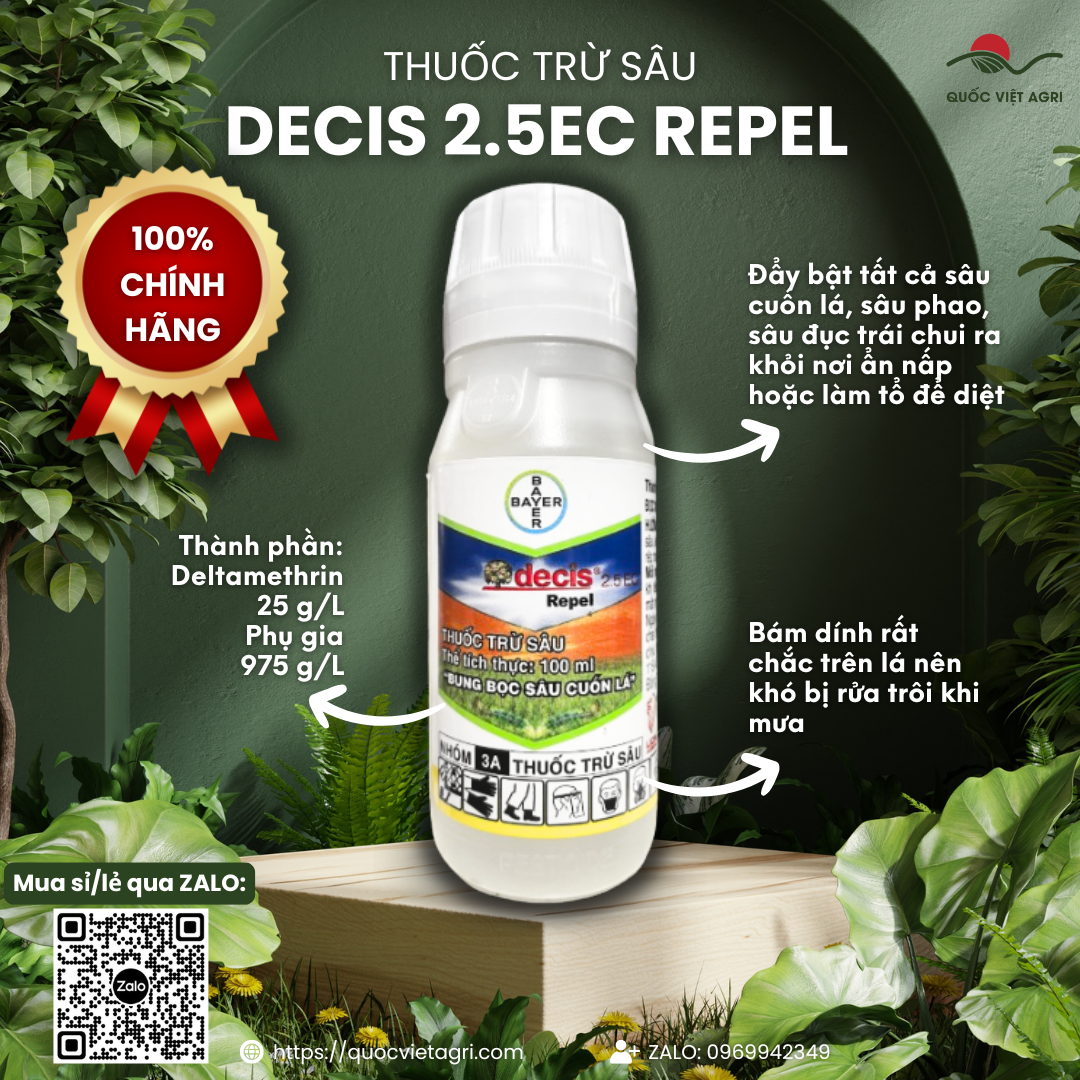Insecticide Decis 2.5Ec Repel (100ml - 500ml) - Deltamethrin 25G/L Eliminates Leaf-Rolling Pests, Bollworms, Fruit Borers, Cavity Pests, Armyworms, Soft Scale Insects