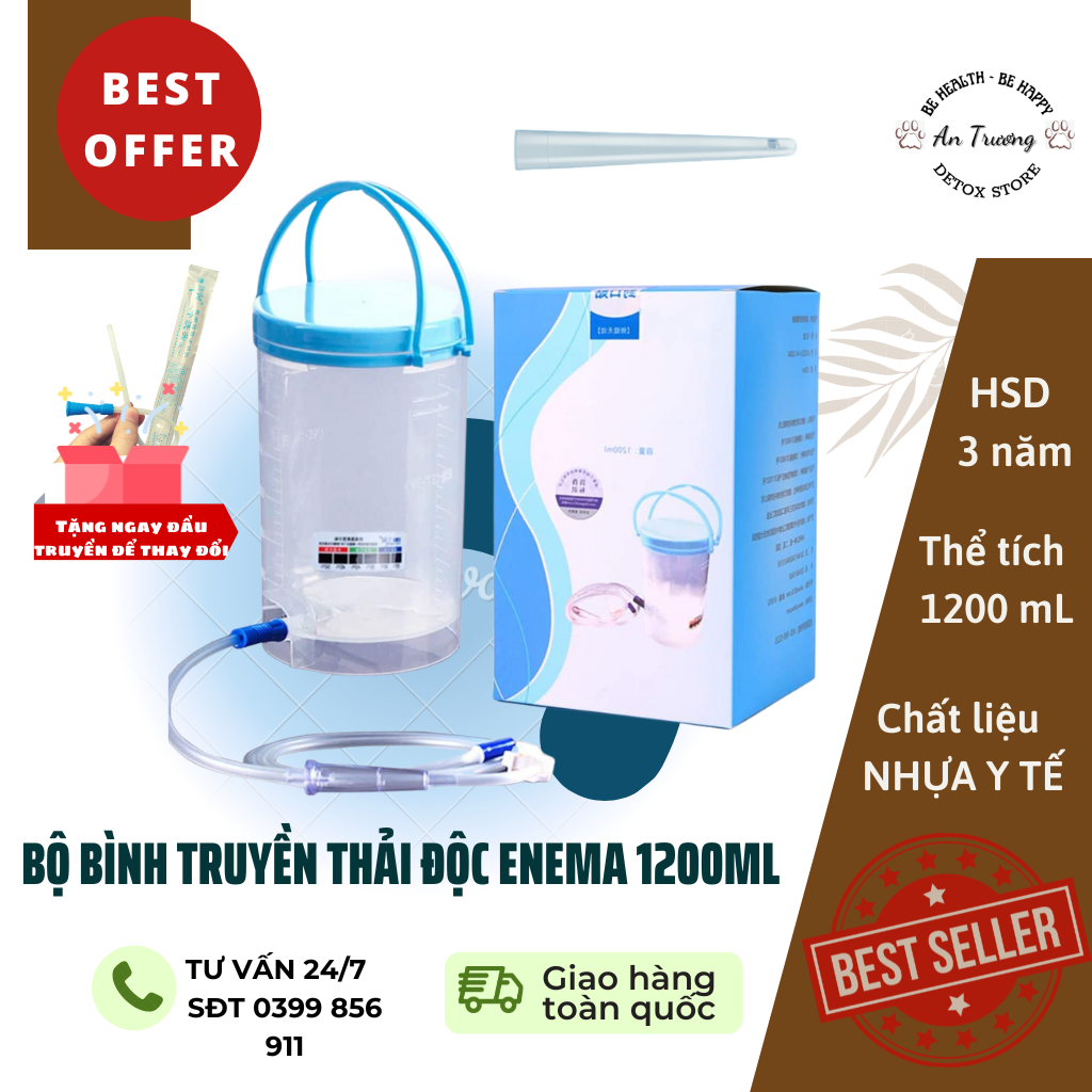 Bình truyền cà phê Enema thải độc đại tràng ( tặng 1 đầu dây truyền mềm mại tiêu chuẩn)