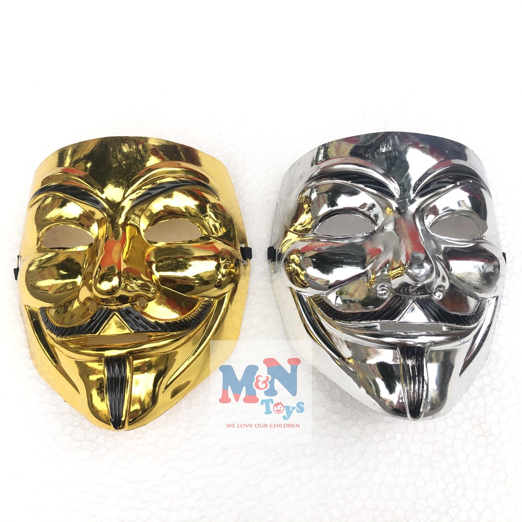 [7-11/12 VOUCHER 8%]Mặt nạ hacker Anonymous vàng - bạc hóa trang Trung thu ,Halloween