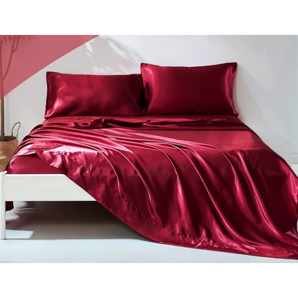 🔥HOT🔥 Chăn ga phi lụa Thái Tuấn cao cấp hàng loại 1- Mãu màu phi lụa Đỏ Đô, bộ 5 món, bộ 4 món, mền chần bông microfiber cao cấp mát mịn mềm_Nemtot Bedding