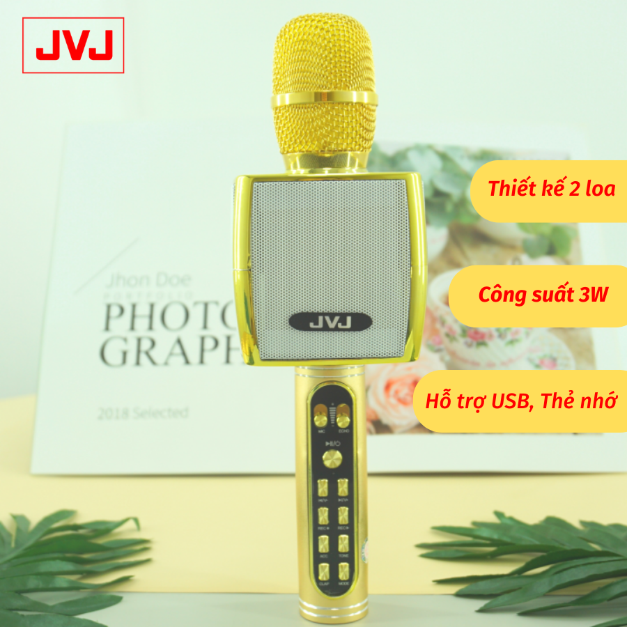 Micro Karaoke Bluetooth YS98 JVJ kèm loa không dây tích hợp giả giọng, thu âm chất lượng nhu sound card - kèm bộ thu tín hiệu qua loa rời, bộ 2 mic hát song ca, bass lớn, giọng yếu hát tốt- Bh 6 tháng kèm thẻ bảo hành chính hãng