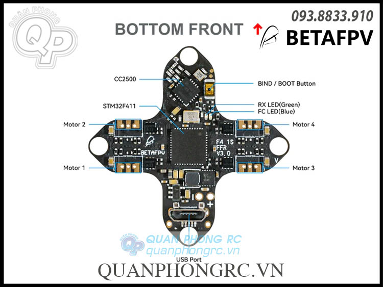 BETAFPV F4 1S 5A AIO Brushless Flight Controller (Serial ELRS 2.4G / SPI Frsky V3.0)