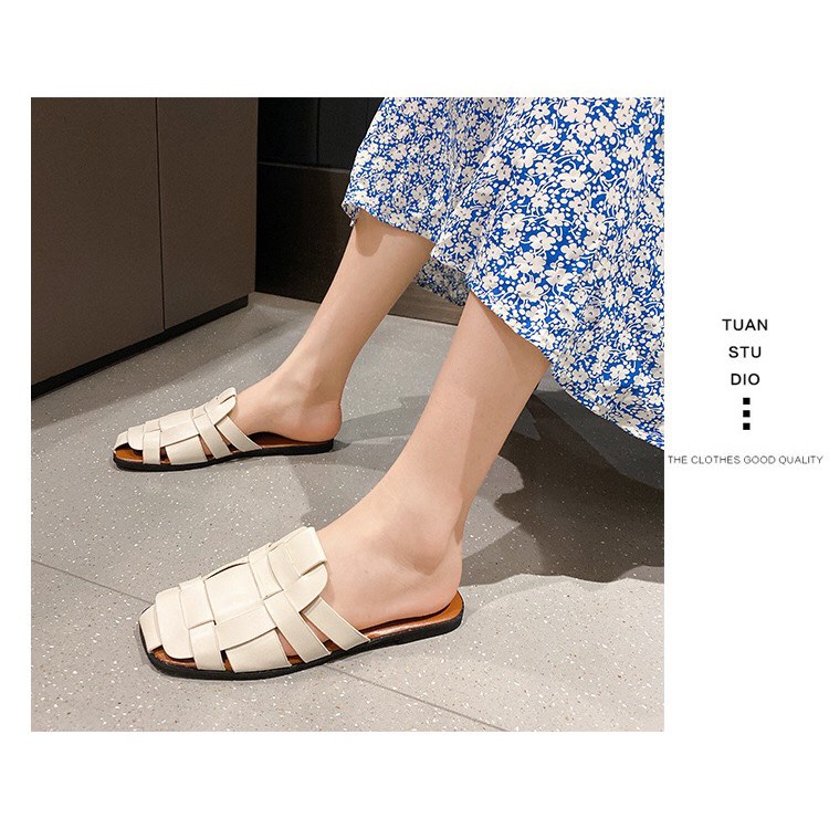 (có sẵn) Sục mule đan dây dép hè thời trang, sục rọ