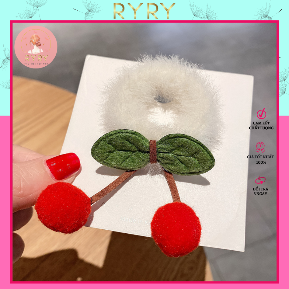 Dây cột tóc cho bé chùm cherry xinh xắn