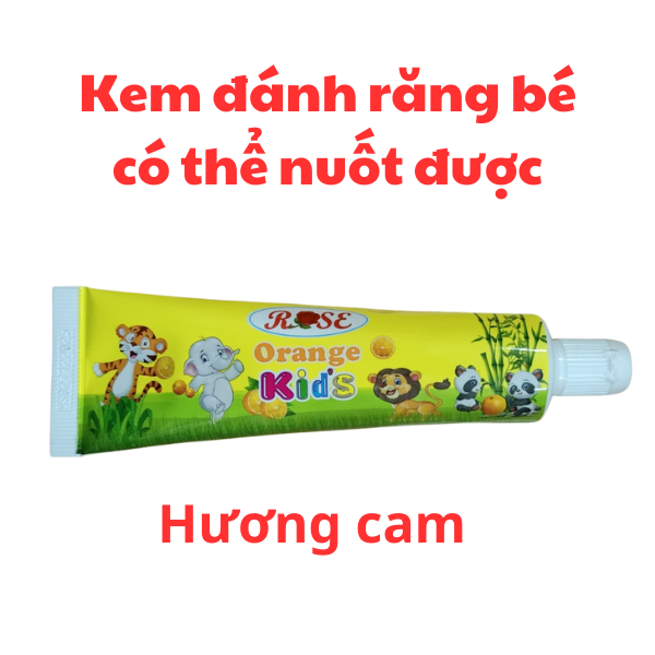 Kem đánh răng cho bé, kem đánh răng trẻ em 75g Rose, kem đánh răng bé có thể nuốt được, có hương dâu và hương cam