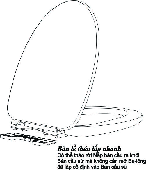 Nắp bồn cầu rơi êm Hùng Anh HA33 (vít inox)
