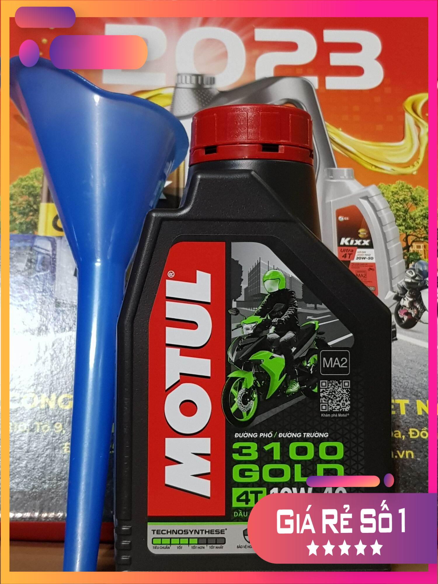 [KÈM PHỄU RÓT] Nhớt motul 3100 10W40 chai 1l cho xe số/ xe côn tay , Dầu nhớt motul 3100 chai 1L-Bách hóa 1 không 2