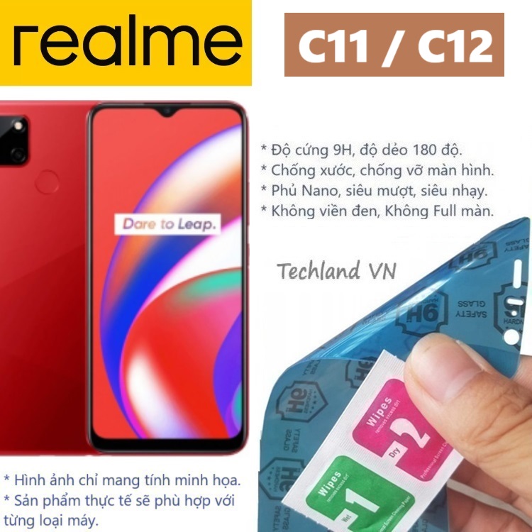Cường Lực Phủ Nano Realme C11 / C12 / 2020 / 2021 - Trong Suốt, Không Full Màn, Không Viền Đen