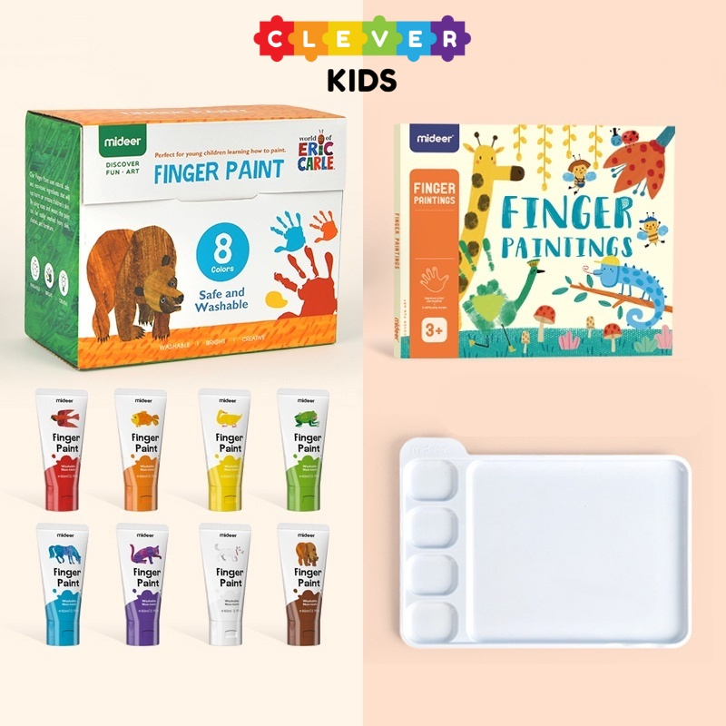 Combo bộ đồ chơi vẽ bằng tay an toàn cho bé mideer finger paint, đồ chơi mỹ thuật sáng tạo - cleverkids
