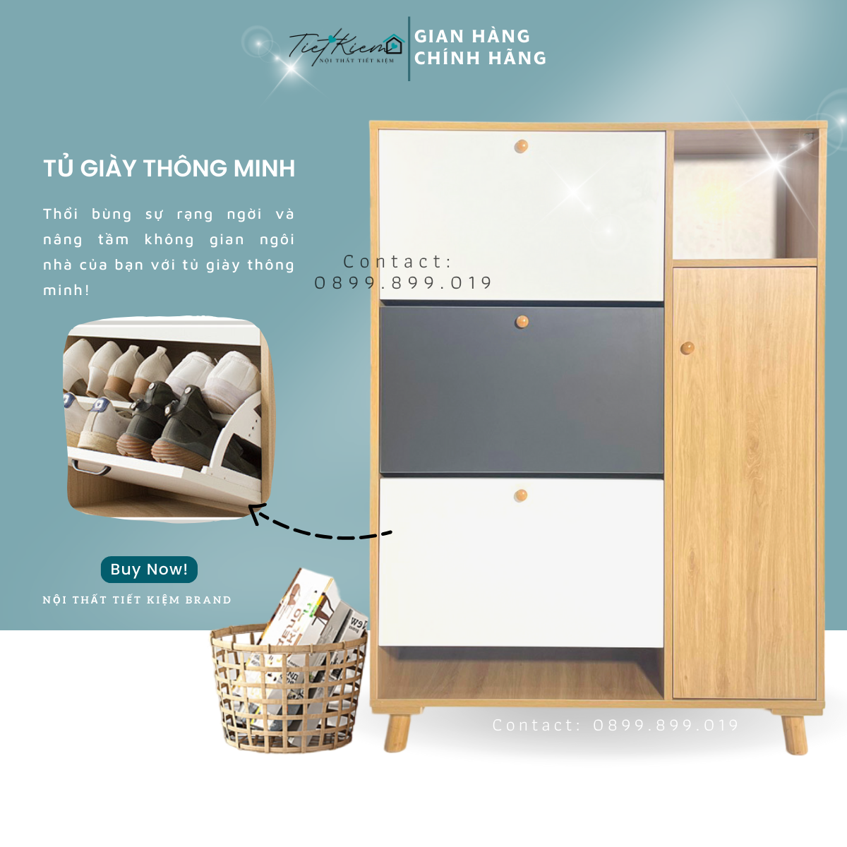 Tủ để giày dép gỗ đẹp KG9989
