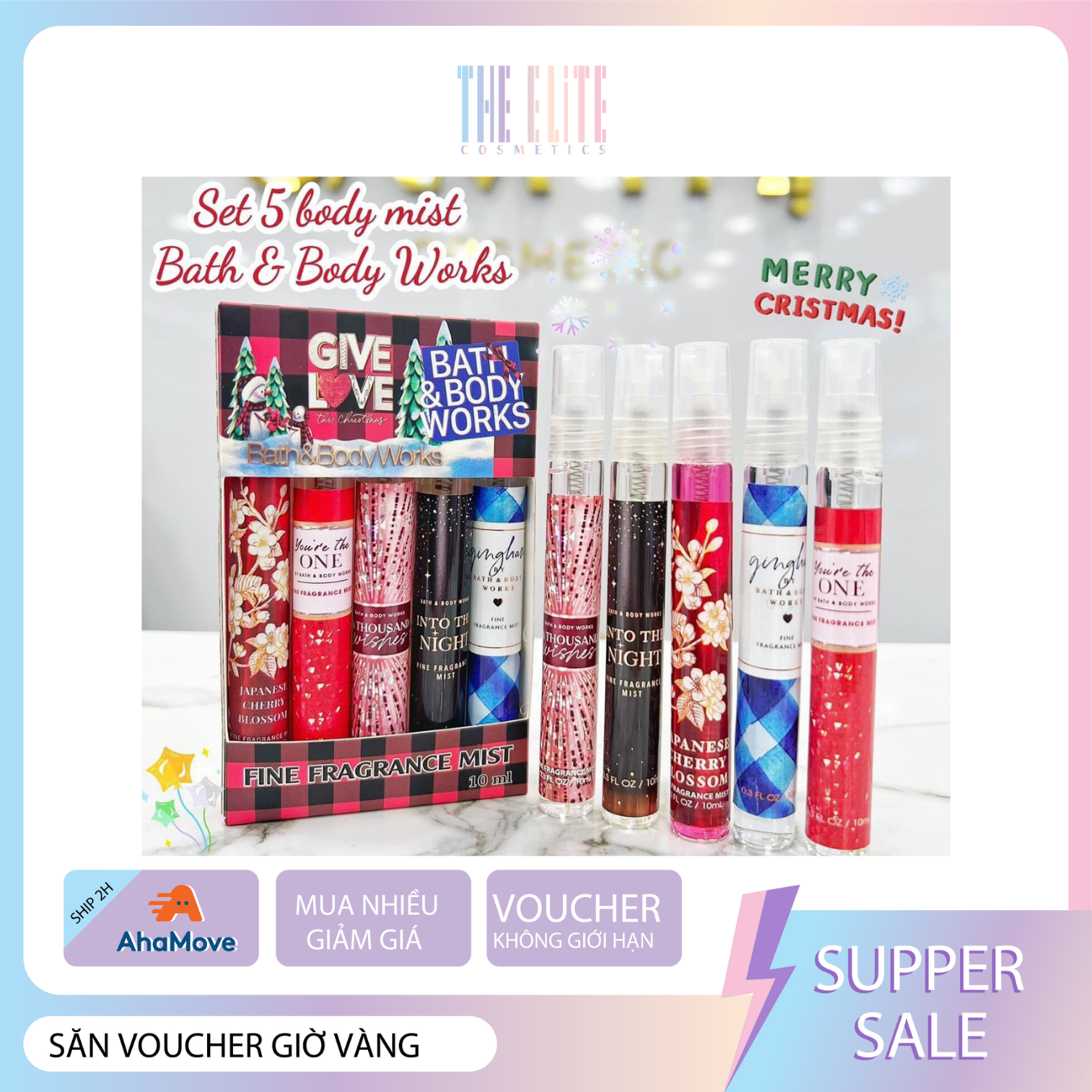 Set body mist bath & body works mini 5 lọ 10ml