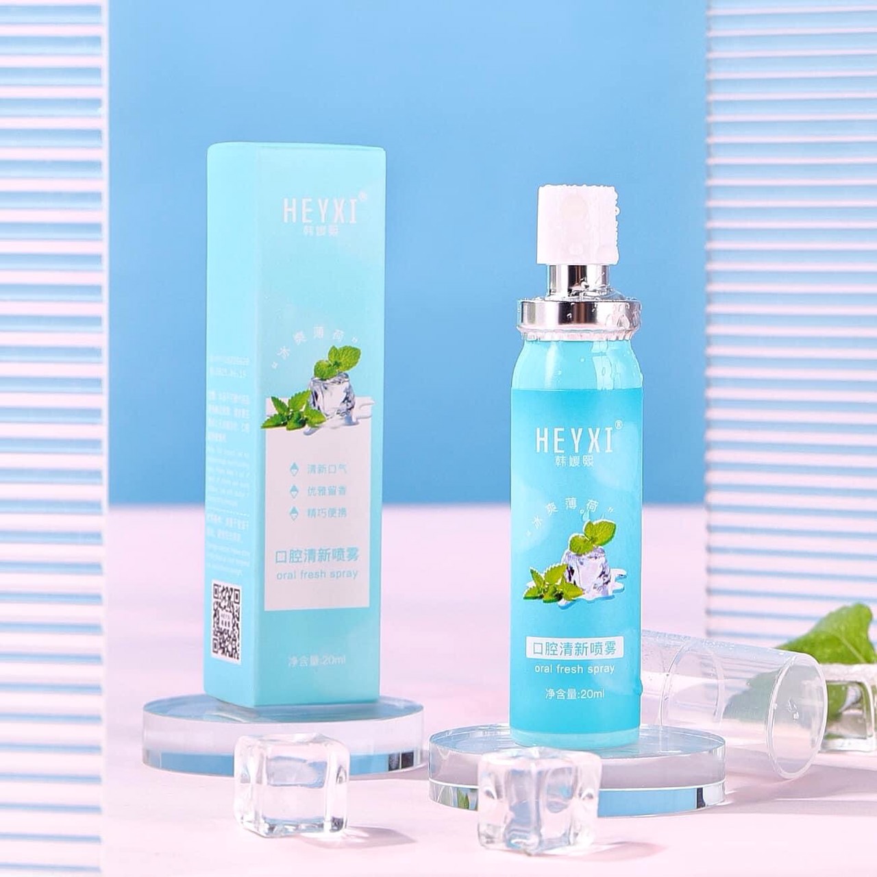 Xịt Thơm Miệng HEYXI 20ml Hương Bạc Hà & Đào