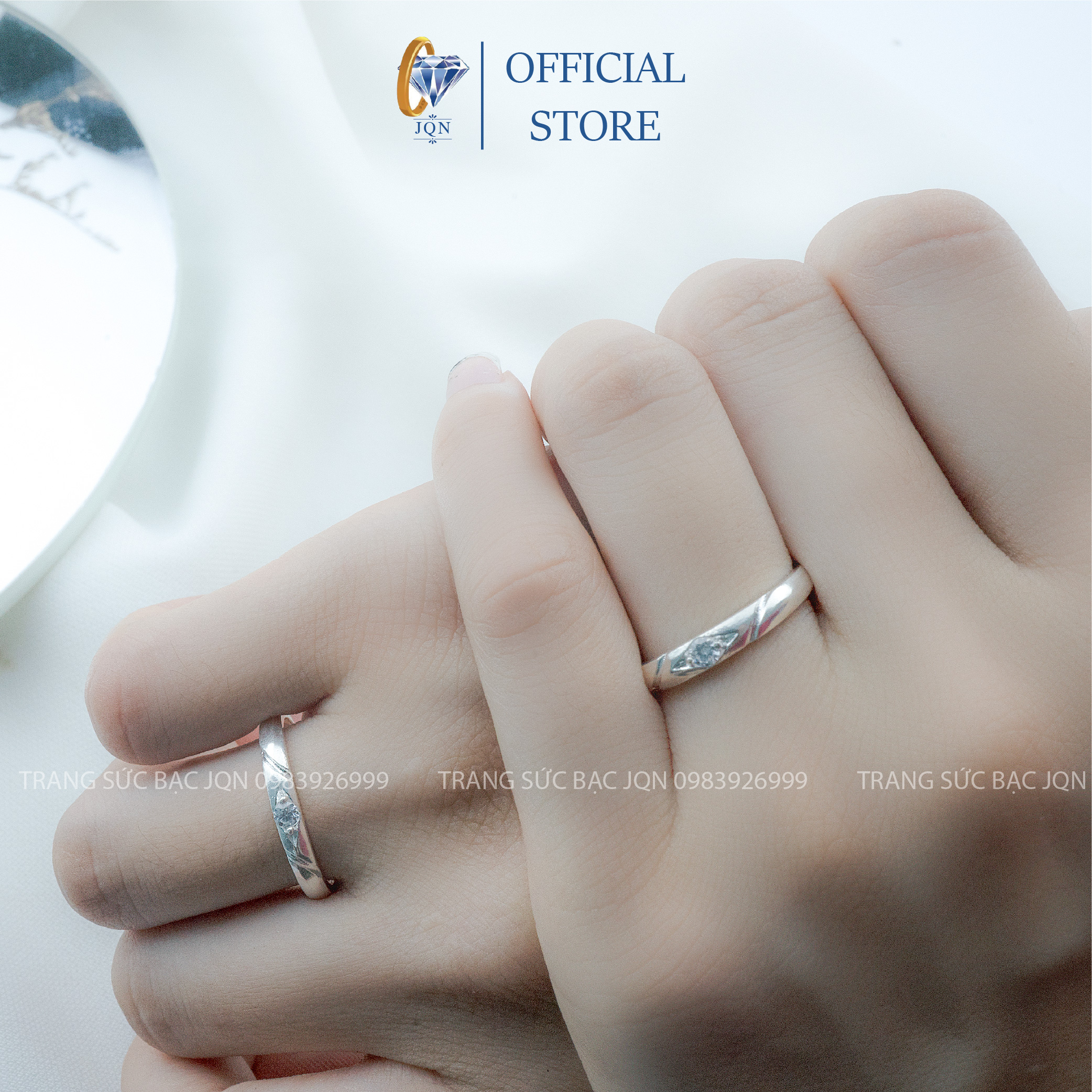Nhẫn Đôi Bạc Thật JQN Nhẫn Cặp Nam Nữ D02
