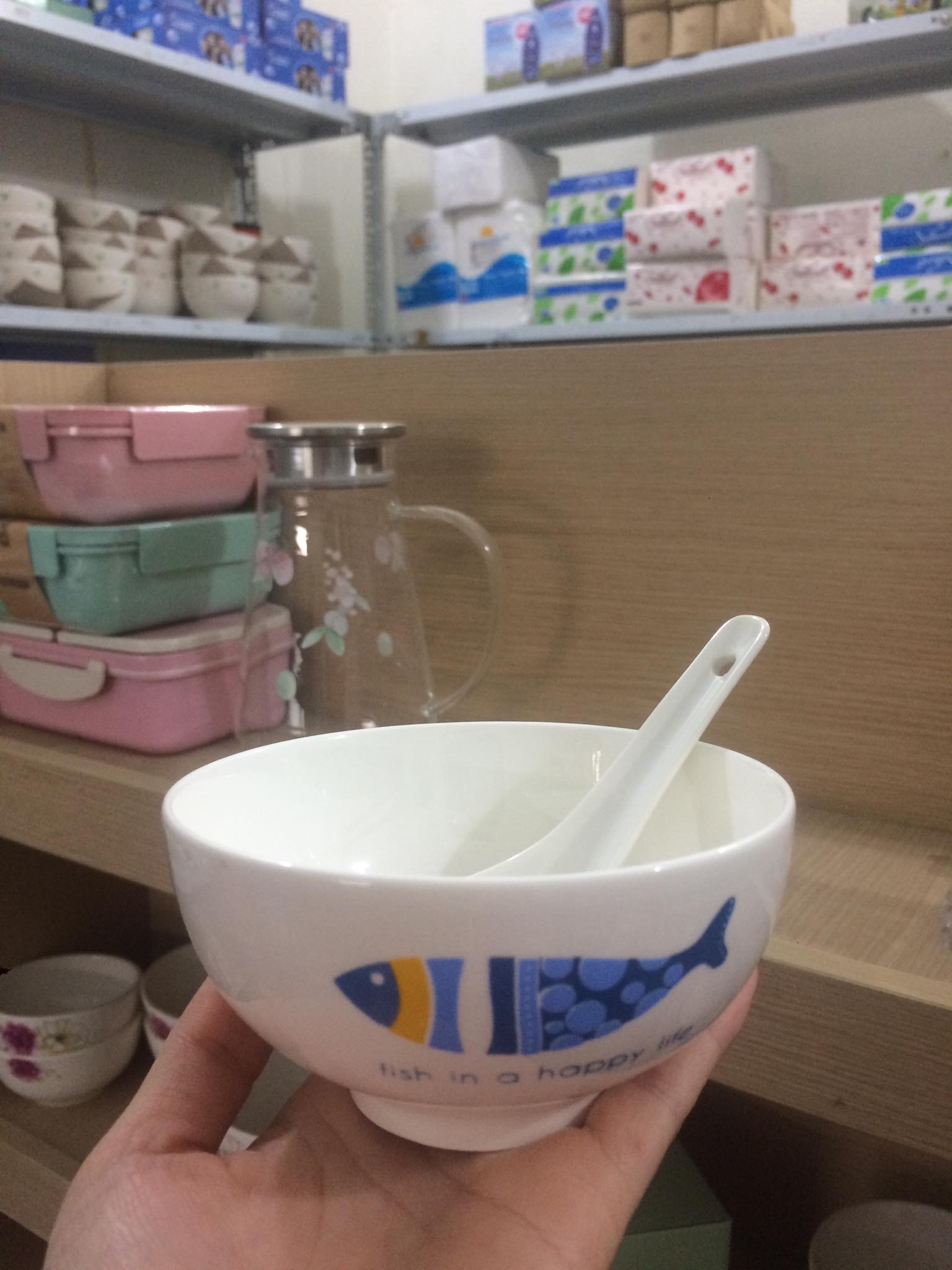 Combo 6 Bát cơm sứ hình cá ~ tặng kèm thìa