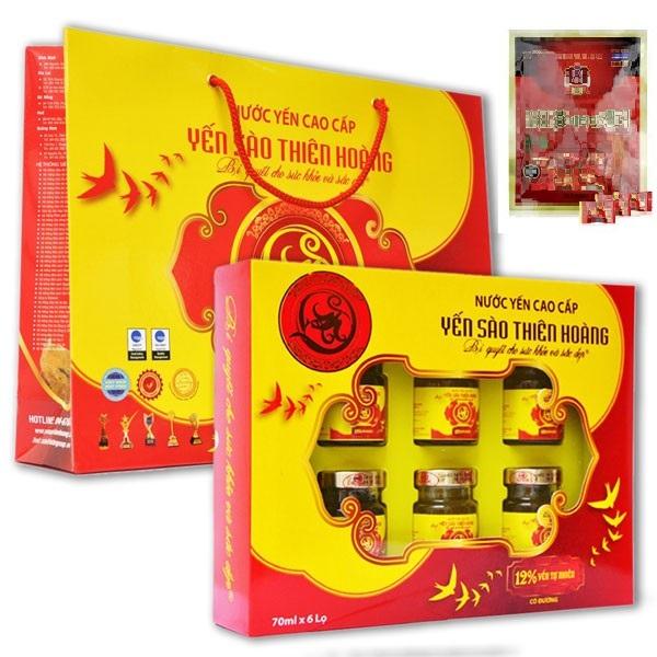 Combo quà tết 1 hộp yến thiên hoàng 12% kèm túi và 1 kẹo sâm 200gr