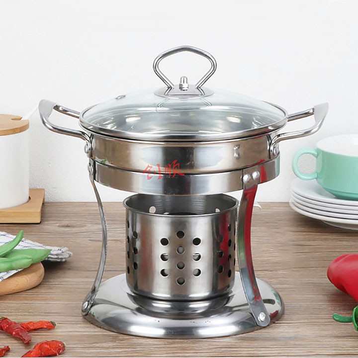 [HCM]Bộ nồi lẩu bếp cồn 1 người đa năng kiểu mới