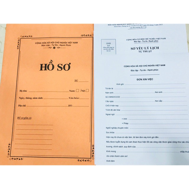 Combo 5 Bộ Hồ Sơ Xin Việc (1 bộ 4 tờ)
