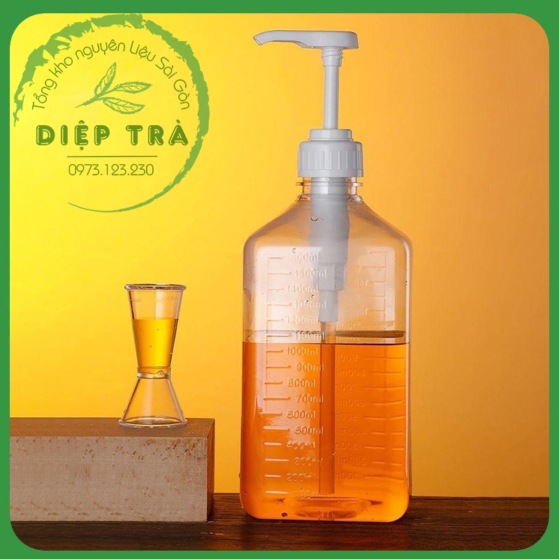 Bình bơm Siro nhựa 1600ml (đựng syrup, dày, bền, đẹp)