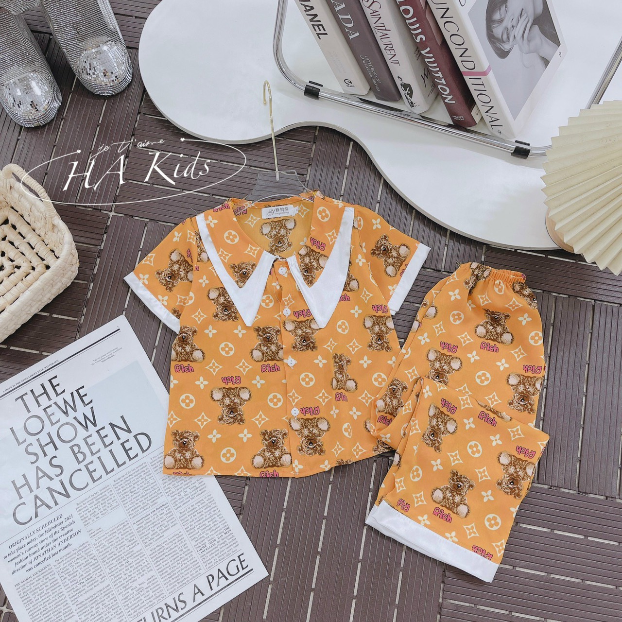 Đồ bộ ngủ bé gái, bộ pijama ngắn tay quần dài cho bé gái size 18-35kg chất lụa mango mềm mát