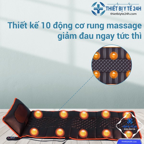 Nệm Massage Toàn Thân, Đệm Mát Xa Toàn Thân Hồng Ngoại BEAME Cao Cấp Với 20 Con Lăn 4D Massage Vùng Cổ Vai Gáy Làm Dịu Vị Trí Đau Nhức  Kết Hợp 10 Động Cơ Rung Massage Toàn Thân