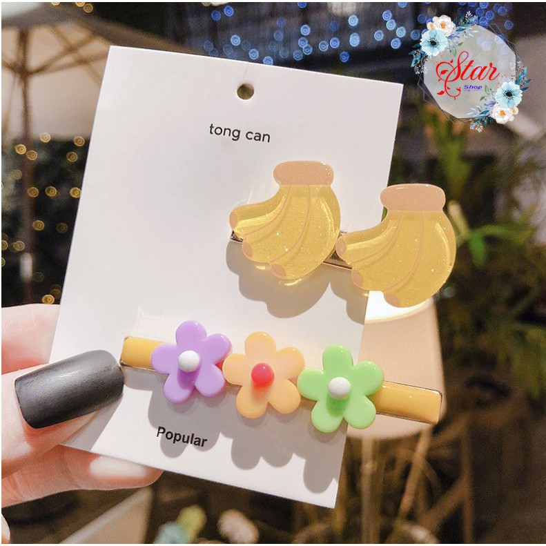 Set 2 Kẹp tóc bấm màu hoa quả hottrend C10