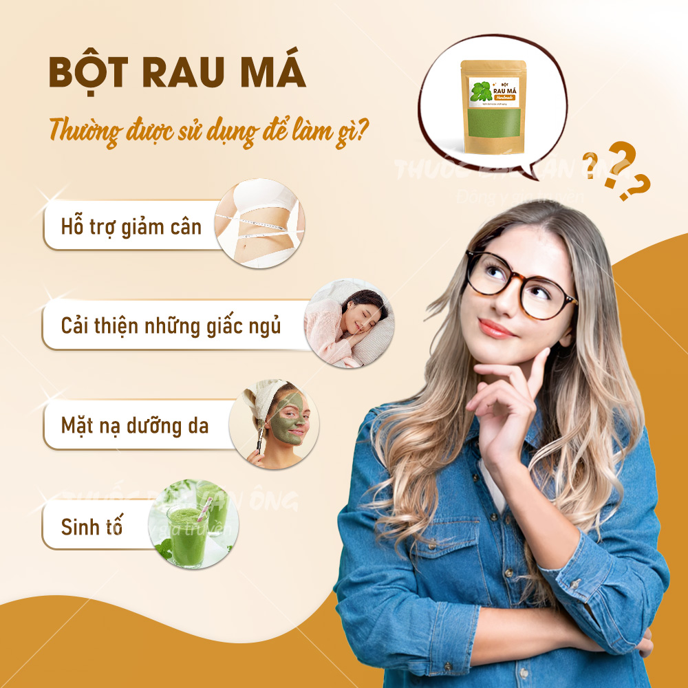 Bột rau má sấy lạnh 1kg, nguyên chất, thơm mịn, bột pha uống detox, thanh lọc cơ thể - Lãn Ông