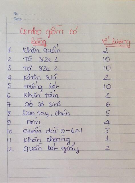 [HCM]Combo đồ dùng trẻ sơ sinh hotga cho bé trai và gái