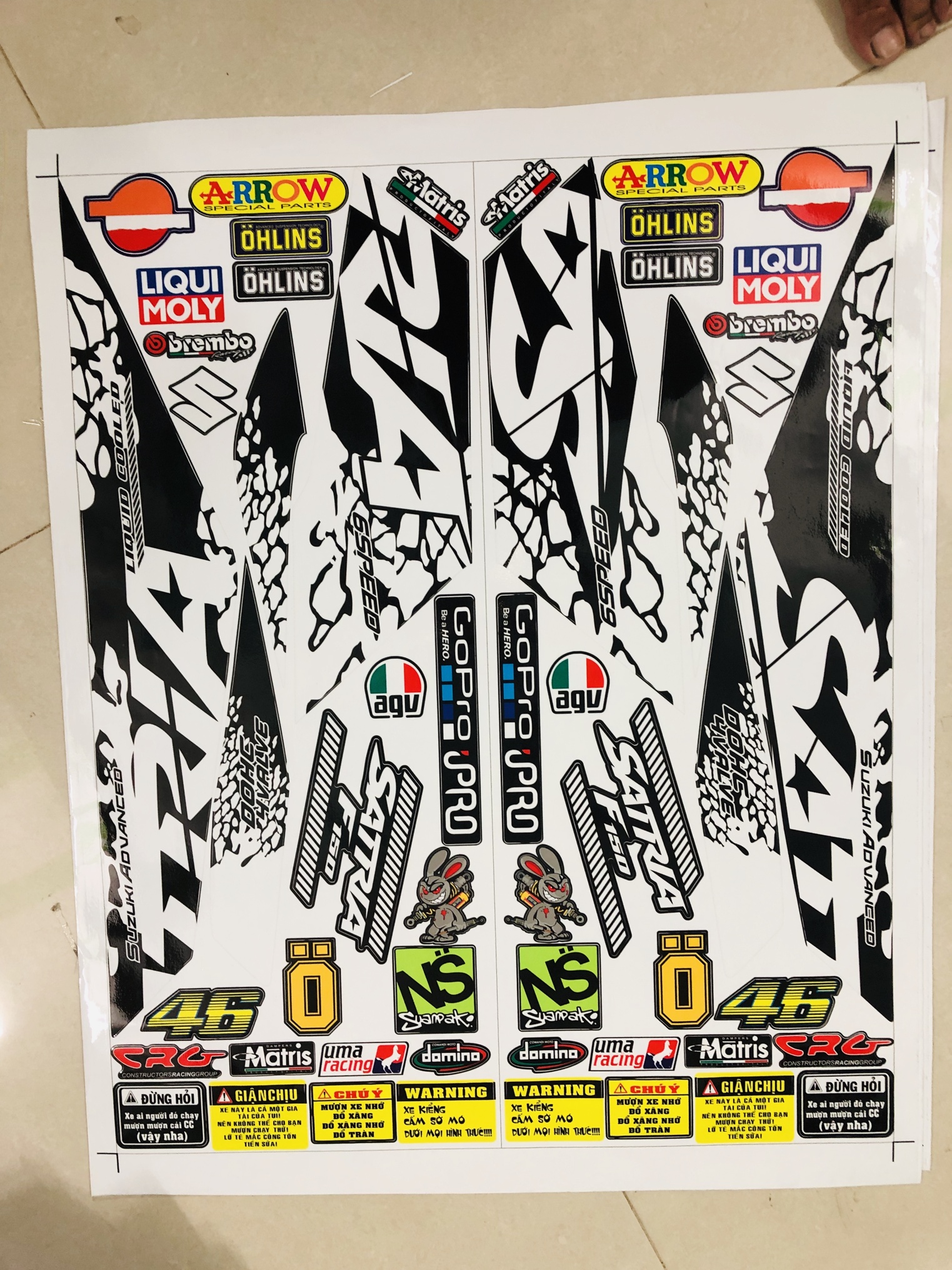 Tem rời satria trắng đen 2018